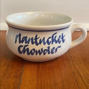 “Nantucket Chowder” Blue and White Soup Mug, Rare